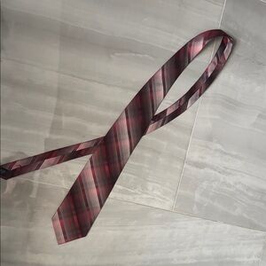 Pierre Cardin Burgundy and Gray Striped Tie